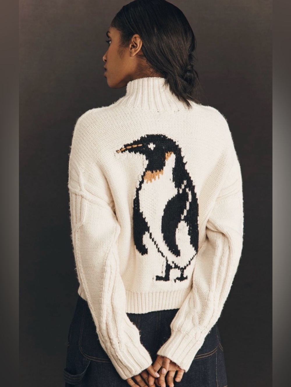 Anthropologie Pilcro Collared Cable-Knit Sweater Penguin NEW